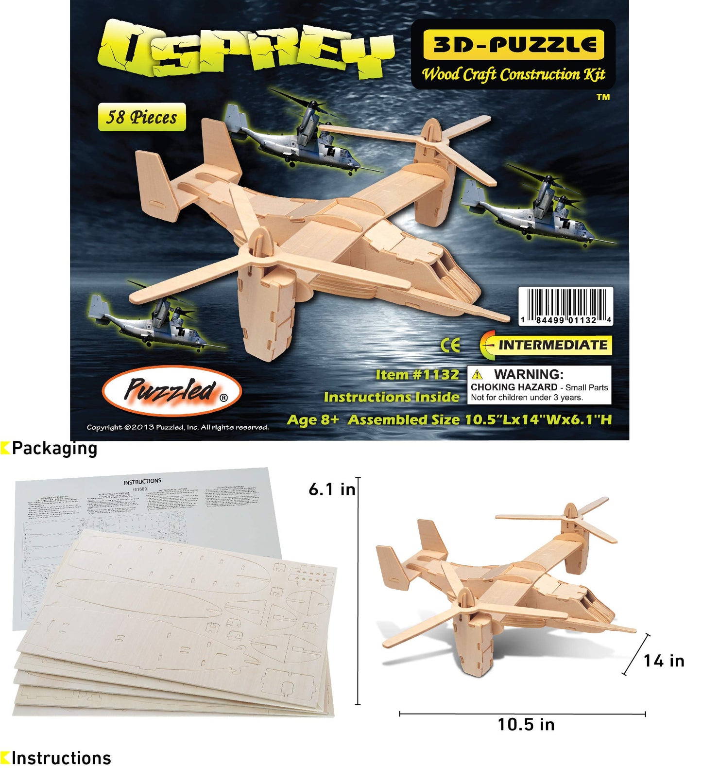 Puzzled Osprey Wooden 3D Puzzle Construction Kit