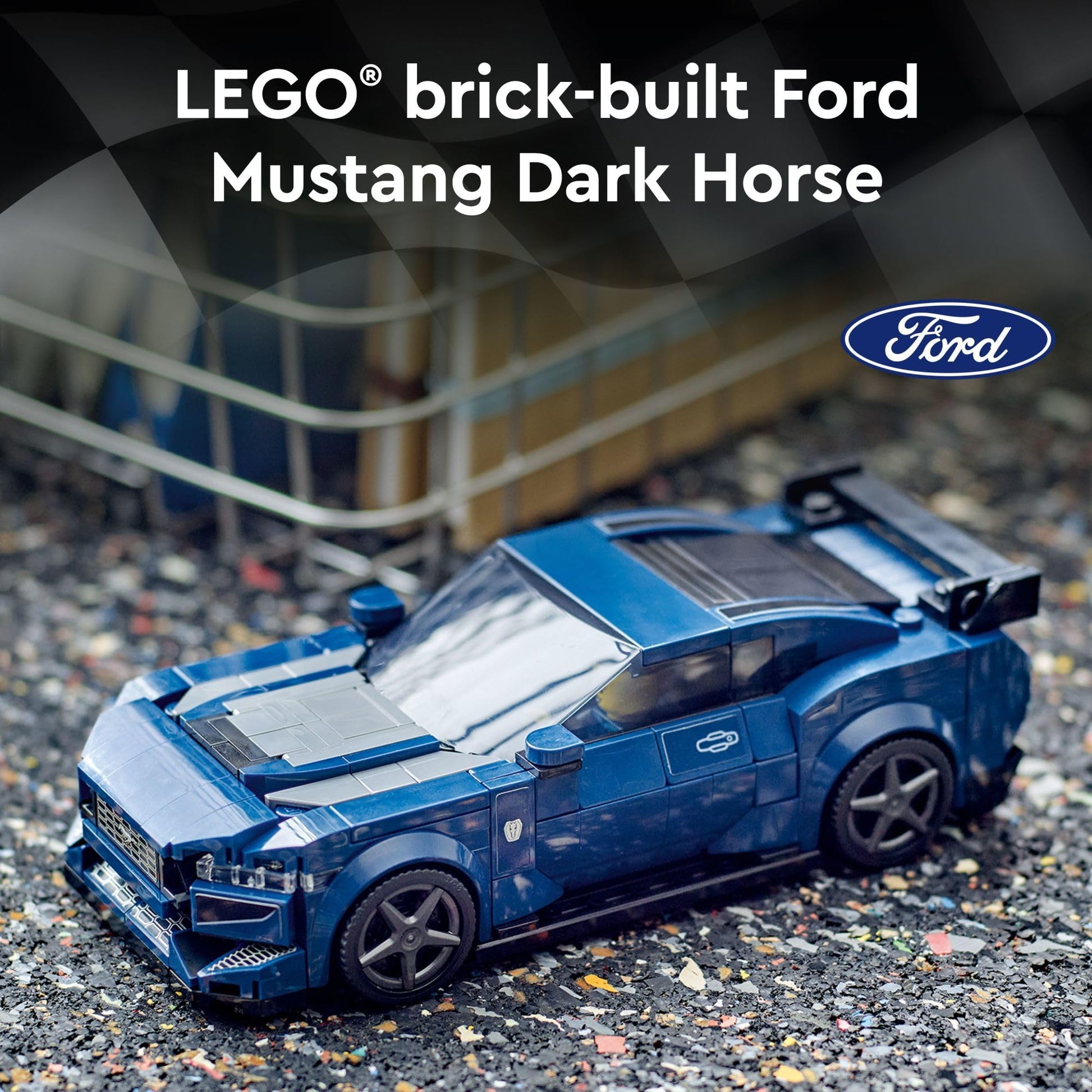 LEGO Speed Champions Ford Mustang Dark Horse Sports Car Toy, Buildable Ford Mustang Toy for Kids, Blue Car Model Set, Gift Idea for Boys and Girls