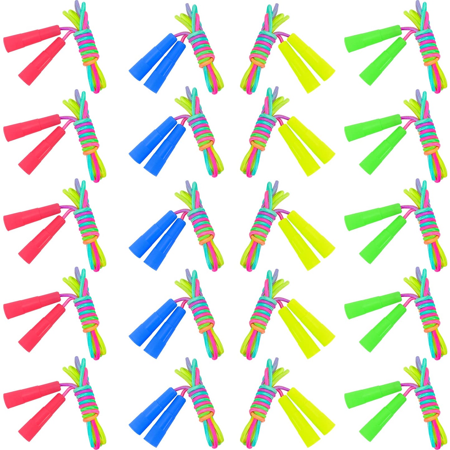 Kids Jump Rope,20 Pack Rainbow Jump Rope Set,7.2 Ft Adjustable Skipping Rope,Durable Jump Ropes with Plastic Handles,Vibrant Jumping Ropes for Outdoor