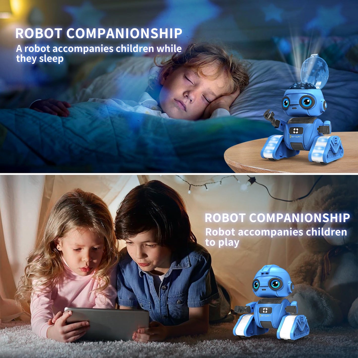 Dzxlin Robot Toys for Boys and Girls, Rechargeable Remote Control Robot with Auto-Demonstration, Light Projection, Dance Moves, Music, and Gesture
