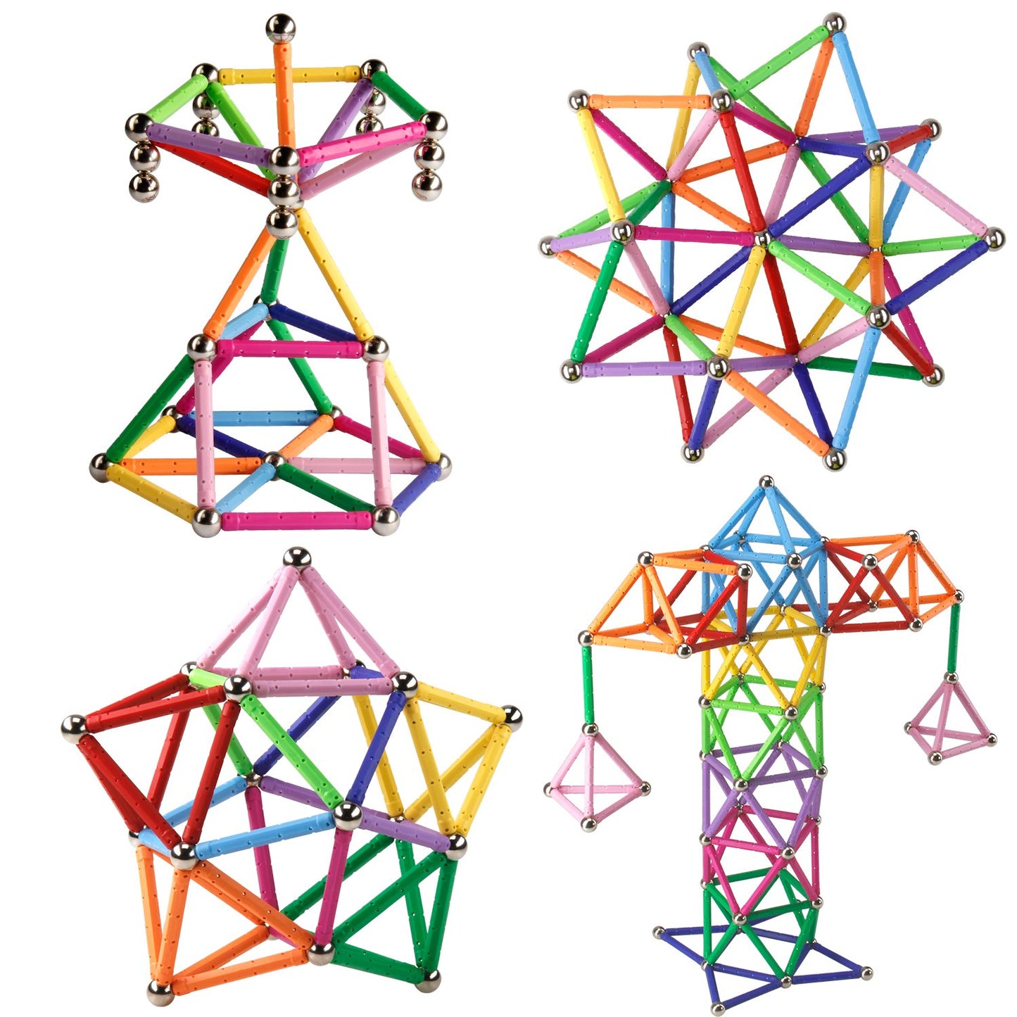 MONILON 160 Pcs Magnet Building Sticks Kids Toys, Lengthen Magnetic Construction Building Blocks Set 3D Brain Training Learning Educational DIY STEM