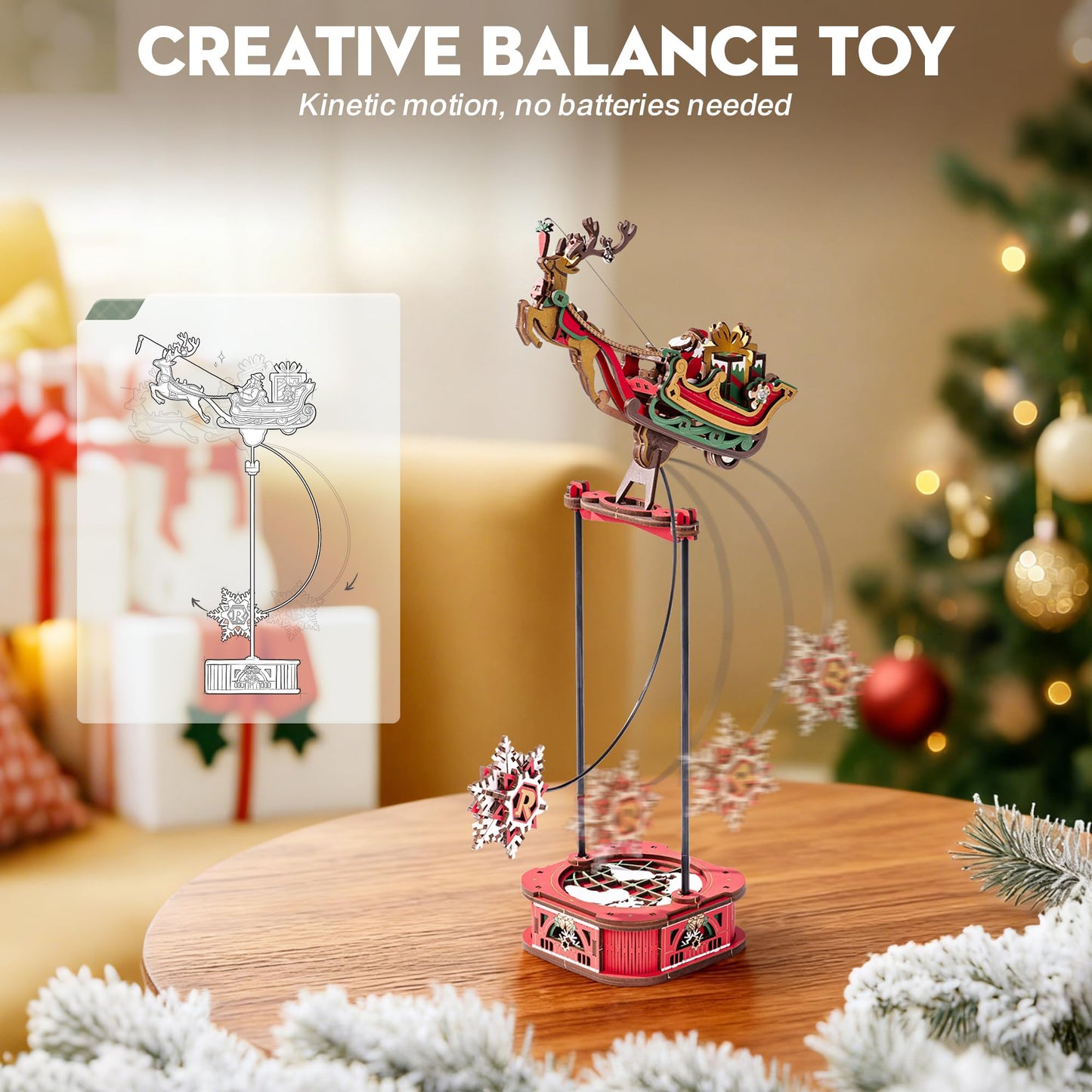 ROBOTIME 3D Wooden Puzzle for Adults - A Relaxing & Creative Wood Craft Model Kit to Build an Elegant Christmas Display for Home Decor
