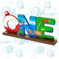 Haooryx Fishing One Table Wooden Centerpiece - One Year Old Baby Boys Birthday Party Letter Sign Table Decoration Summer Fishing Theme Party Supplies