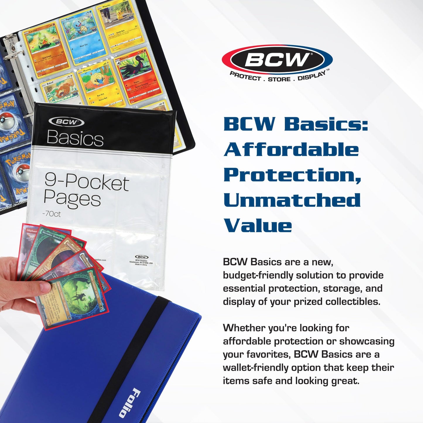 BCW Basics Card Sleeves | 500 Count Box | Acid-Free, Archival Safe | Durable, Cost-Effective Protector for Standard 2.5" x 3.5" Trading and Game Cards