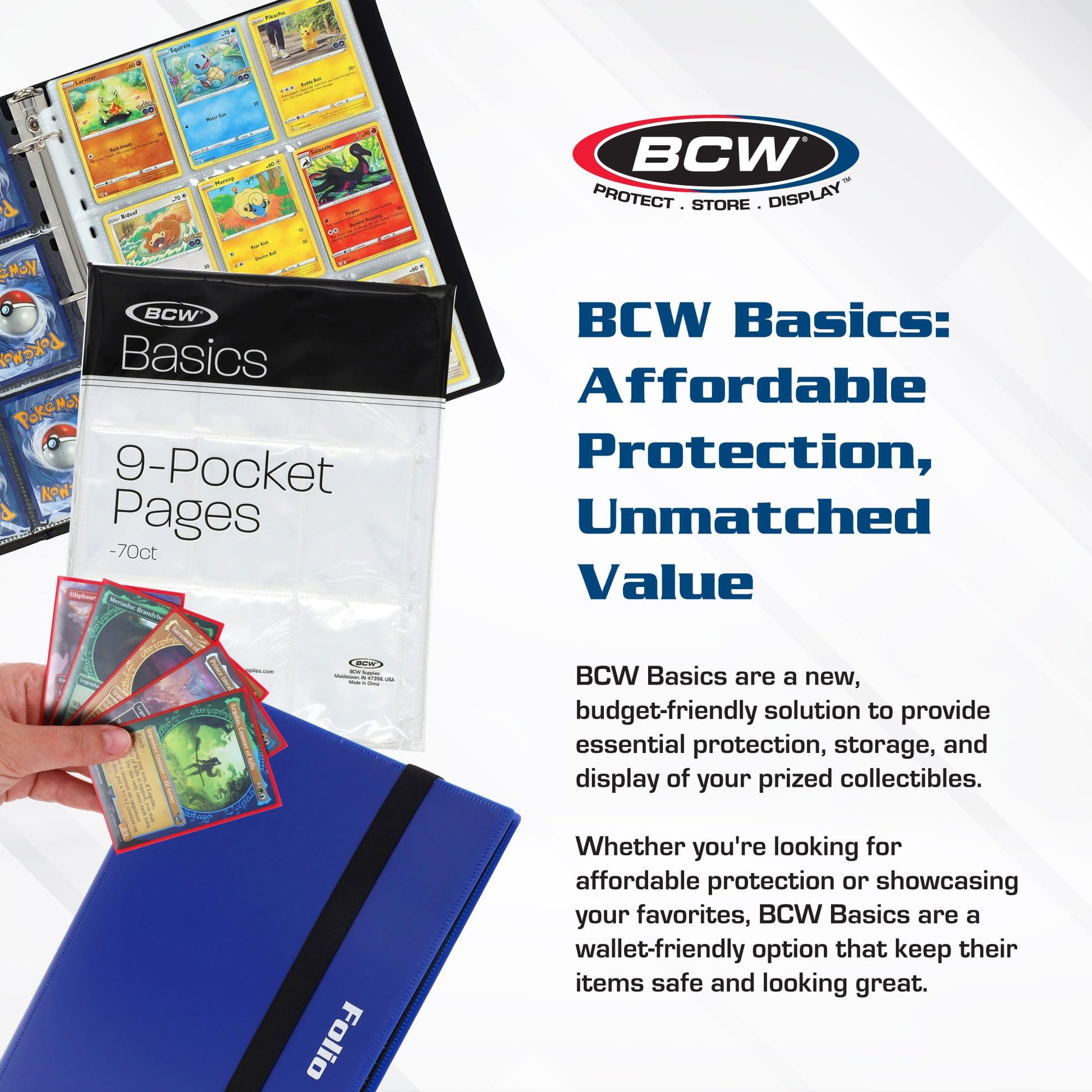 BCW Basics Card Sleeves | 500 Count Box | Acid-Free, Archival Safe | Durable, Cost-Effective Protector for Standard 2.5" x 3.5" Trading and Game Cards