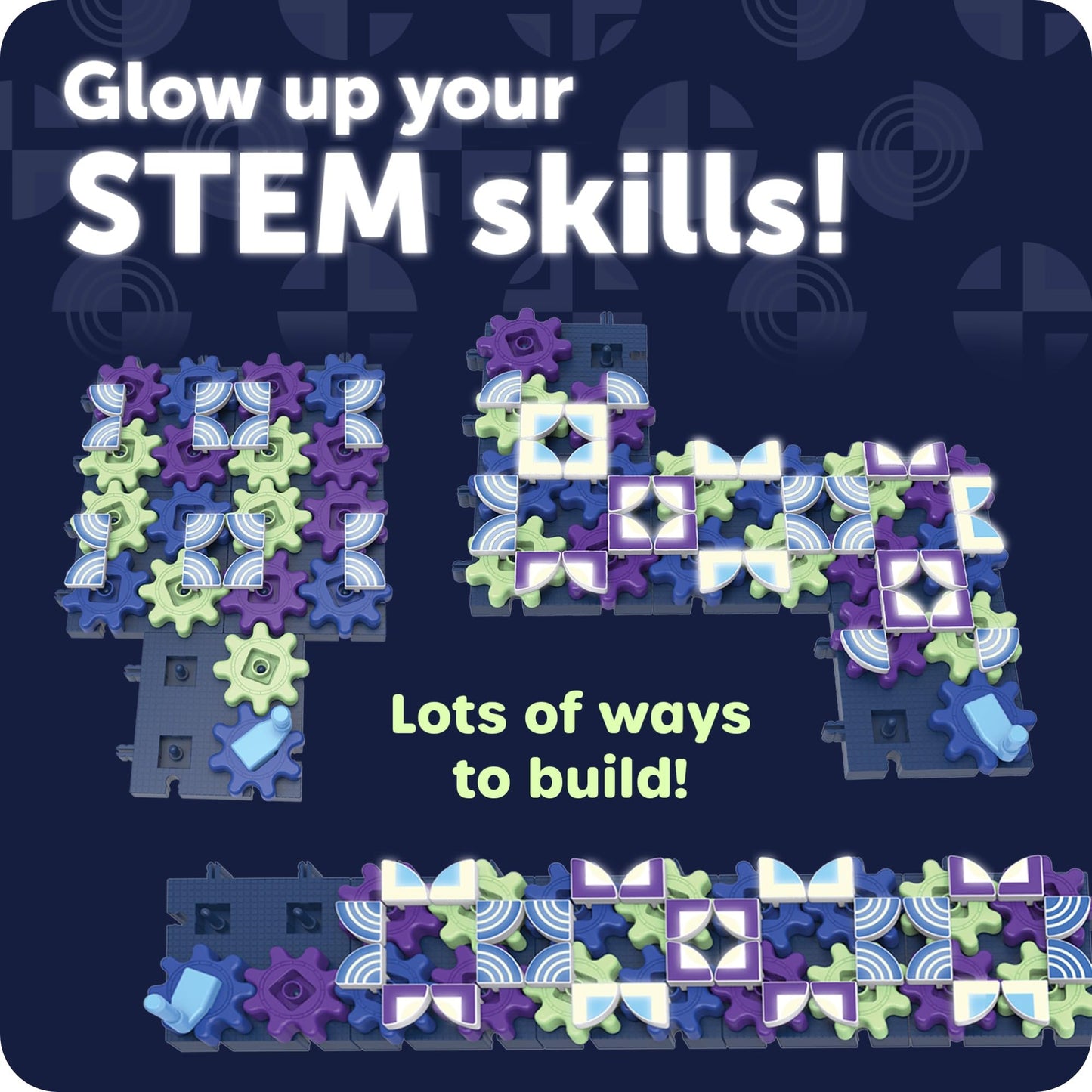 Learning Resources Glowing PatternGears - Building Set with Glow in the Dark Stickers, Toddlers Hands-On Toy, STEM Construction & Engineering, Fine