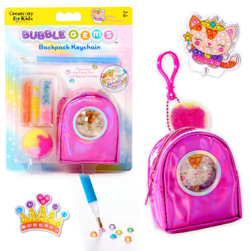 Creativity for Kids Bubble Gems Backpack Keychain: Kitty Princess, Mini Diamond Painting Kits for Kids, Arts and Crafts for Kids, Easter Basket