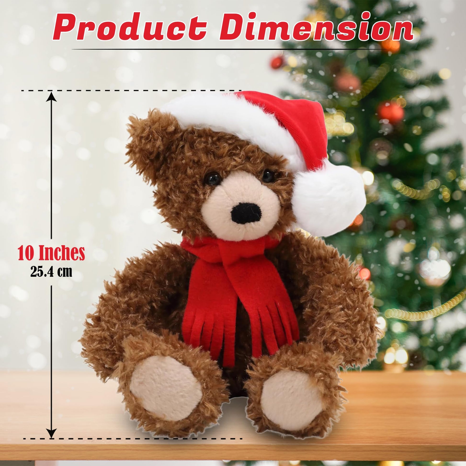 Made By Aliens Christmas Junior Teddy Bear Stuffed Animal - Adorable Xmas Plush Toy with Hat and Scarf - Soft and Cuddly Winter Companion for Kids