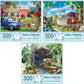 Bits and Pieces 3 Jigsaw Puzzle Set - 300 Piece Puzzles for Adults - Rustic America Set - 18" x 24" Jigsaw Puzzles - Chruch Farm Cabin - Random Die
