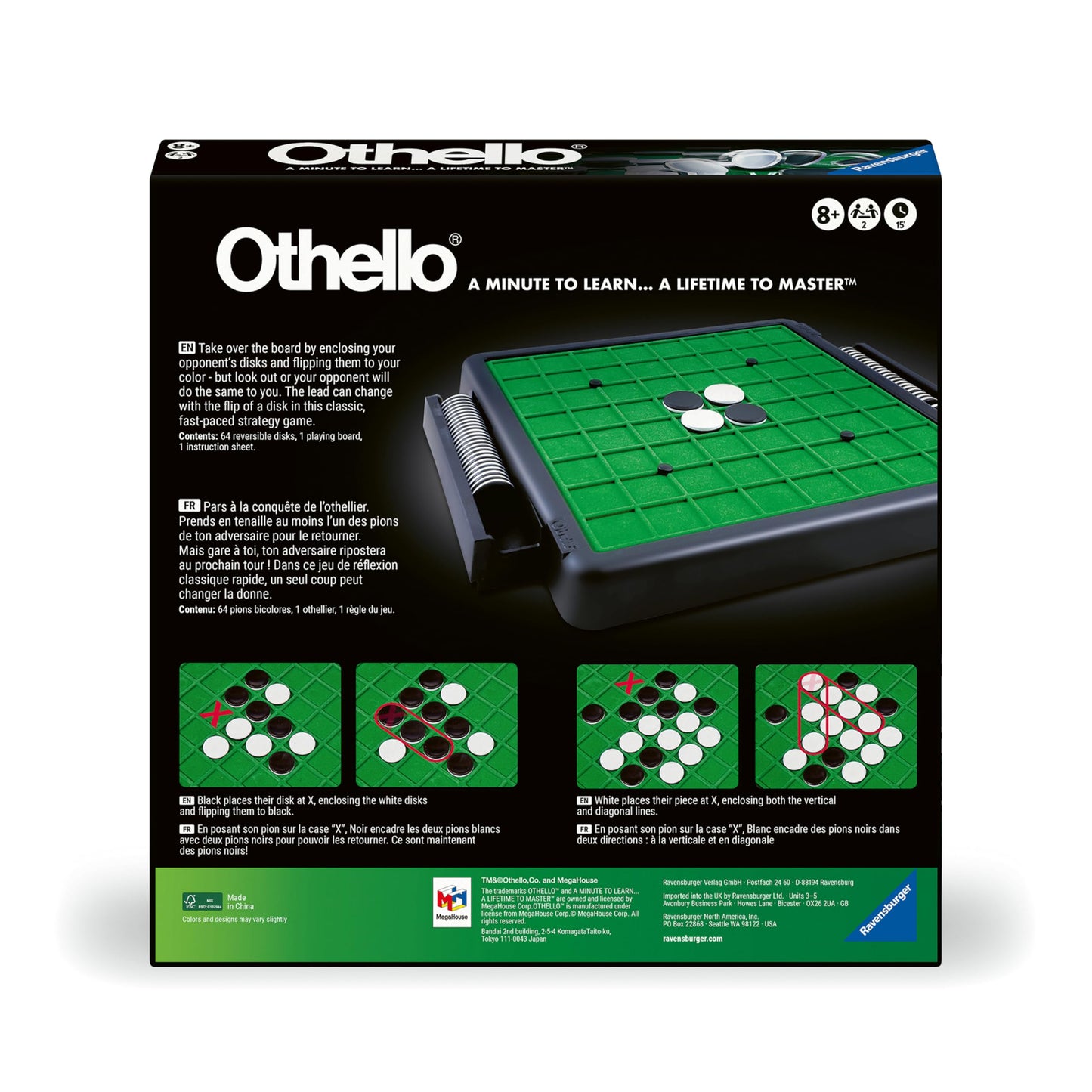 Ravensburger Othello - Classic Strategy Board Game for 2 Players - Easy to Learn, Hard to Master - Fast-Paced Family Fun - Ages 8+