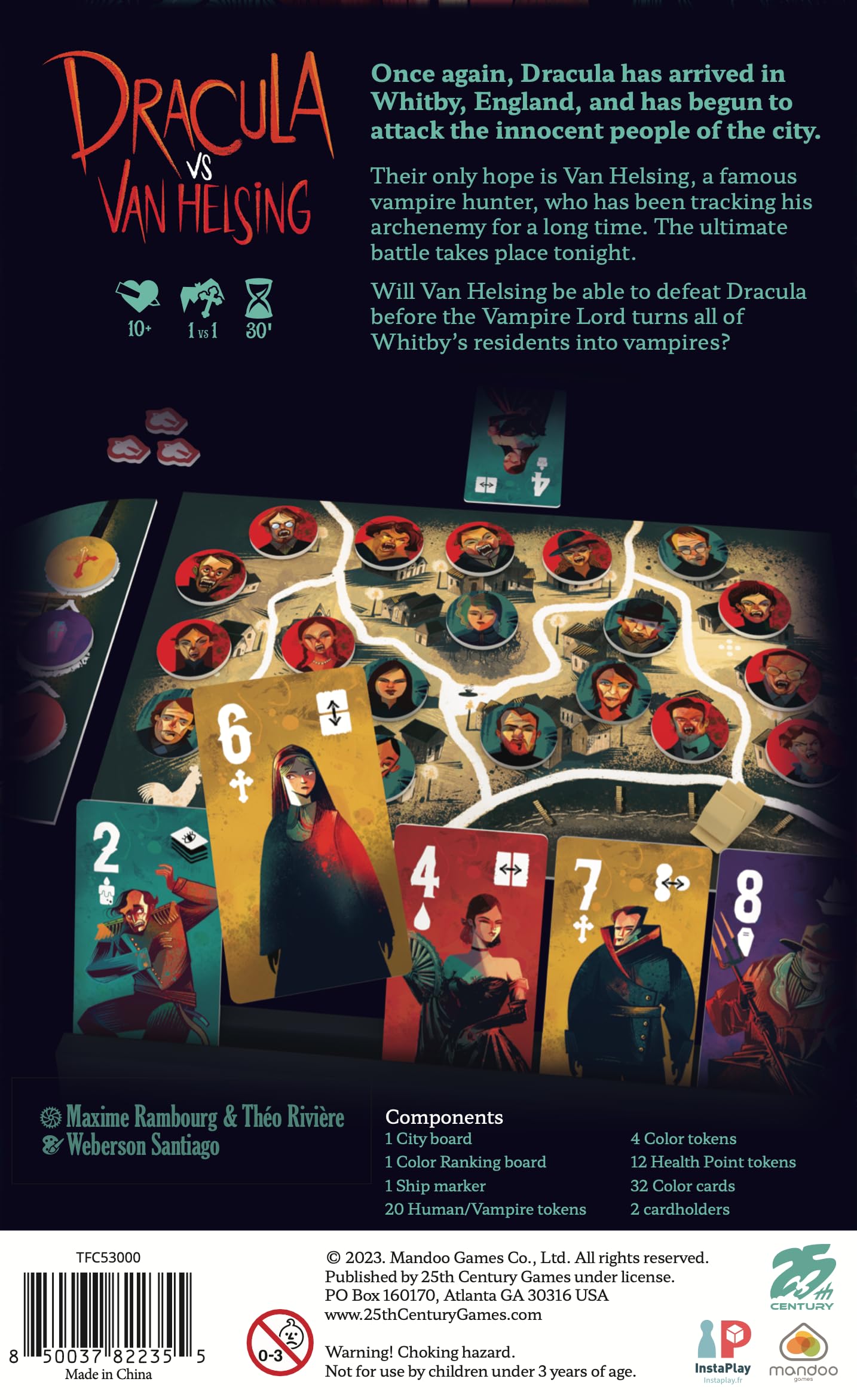 25th Century Games Dracula vs Van Helsing - Intense 2-Player Strategy Duel Card and Board Game, Gothic Horror Theme, for Ages 10+ and 2 Players