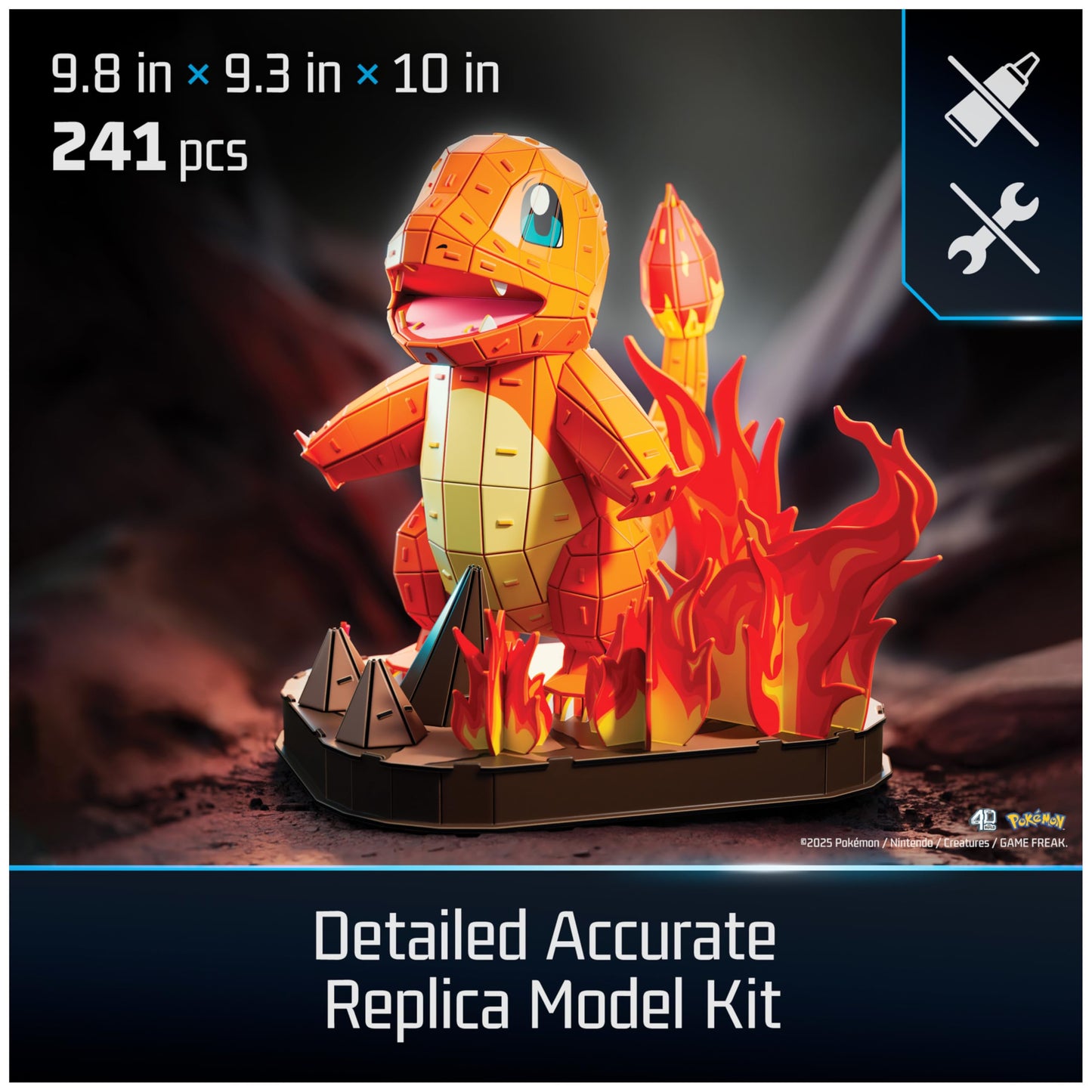 4D Build Pokémon Charmander 3D Puzzle Model Kit, Desk Décor, Shelf Display