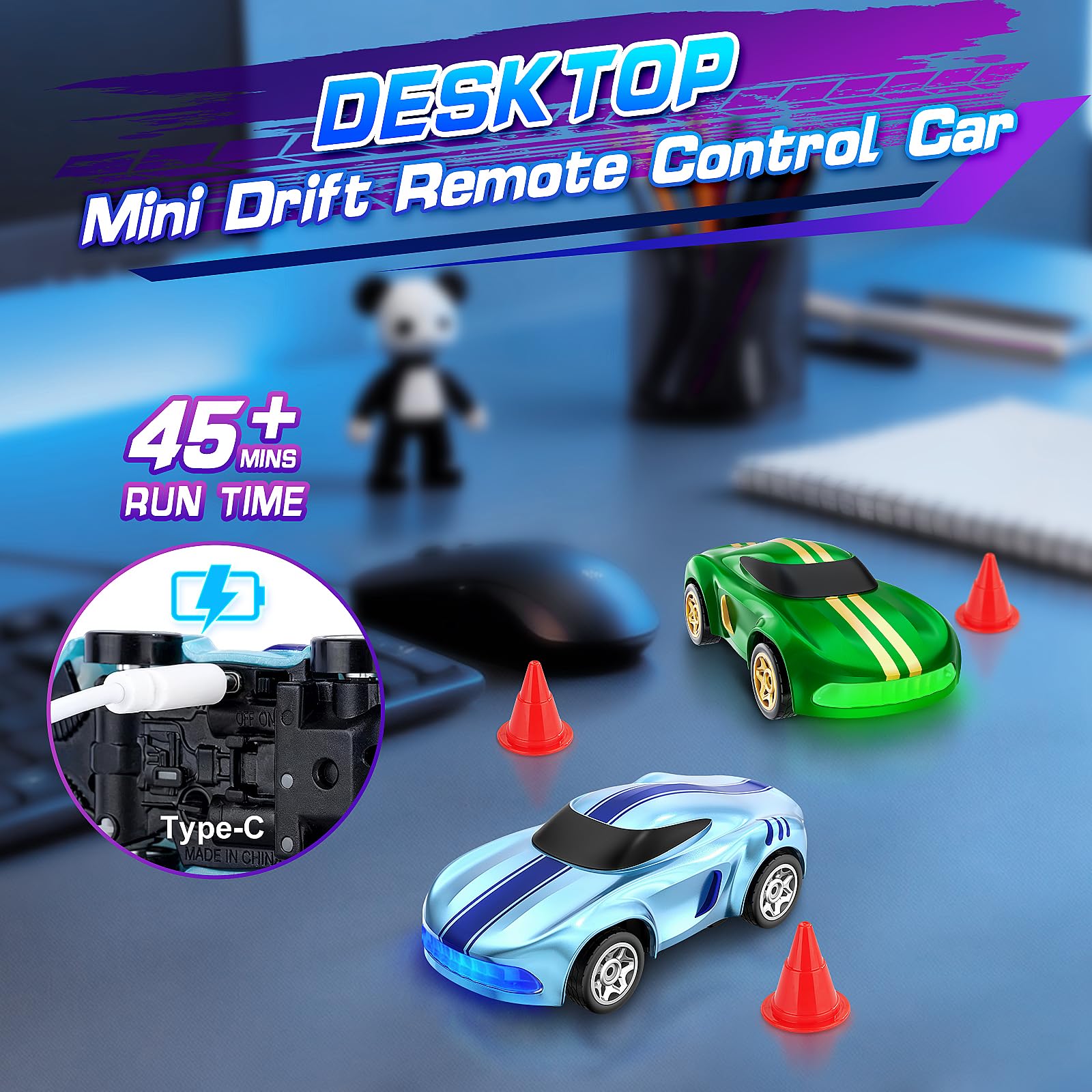Salazaza RC Drift Car, 1/64 Mini Drift RC Cars 4WD Micro Remote Control Car with LED Lights and Speed Switch, Ideal Birthday Cars Toys for Adults Kids
