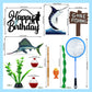 18 PCS Gone Fishing Cake Topper Decoration for Fisherman Themed Birthday Retirement Party Supplies