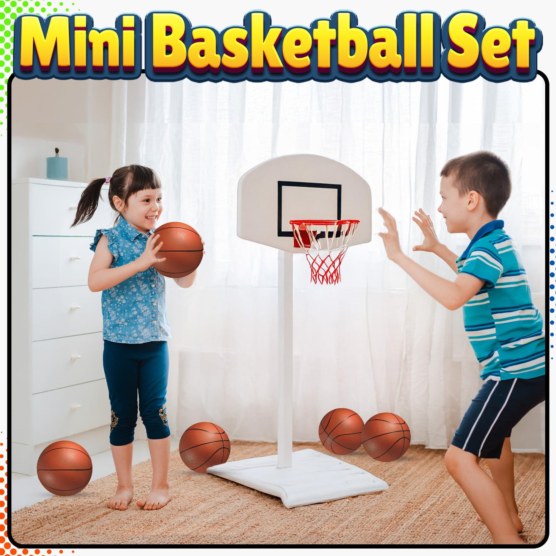 6-Inch Mini Basketballs for Kids (5-Pack) with Hand Pump for Mini Hoops