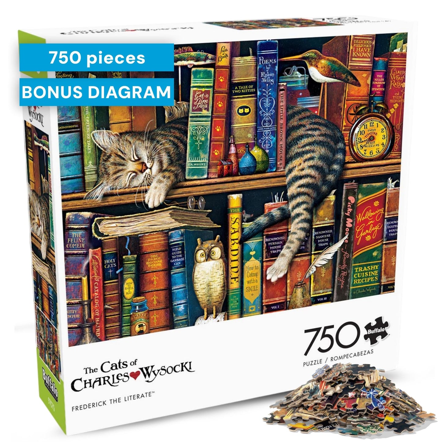 Buffalo Games Charles Wysocki, Frederick the Literate, 750 Piece Cat Puzzle