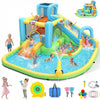 12-in-1 Inflatable Water Slide Bounce House for Big Kids, Waterslide Backyard 14.1x12Ft Waterpark with Jump Area/Catch Ball/Toss Rings, PVC Water