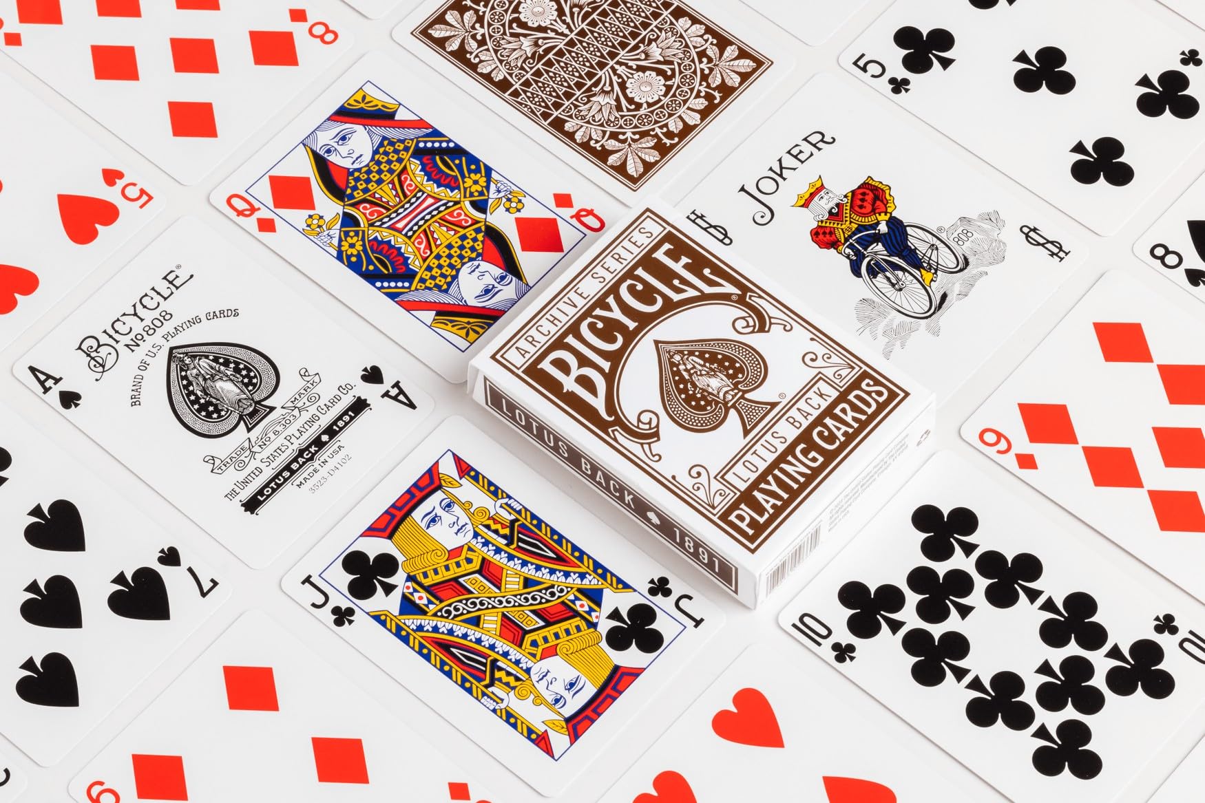Bicycle Archive Series Lotus Back 1891 Playing Cards, Poker Size Standard Index