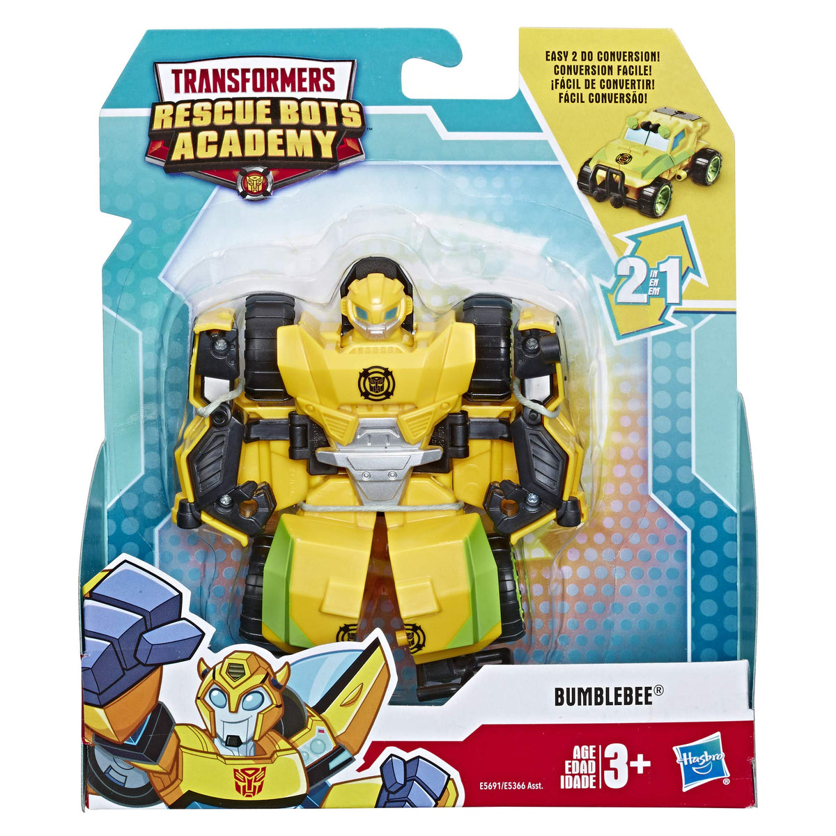 Transformers Playskool Heroes Rescue Bots Academy Bumblebee Converting Toy Robot, 4.5" Action Figure, Toys for Kids Ages 3 & Up