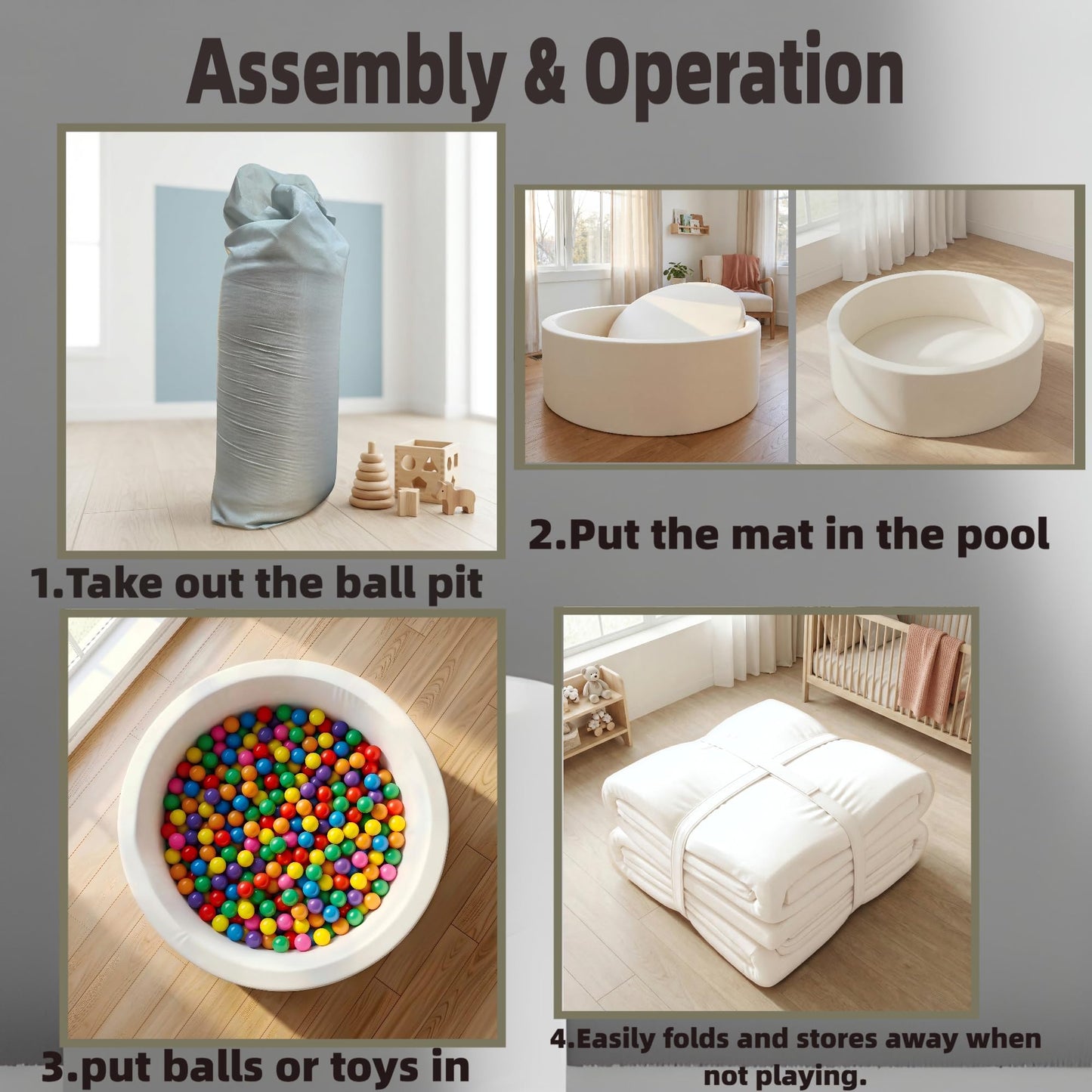 35.4"x 11.8" Foam Ball Pit,Ball Pits for Toddlers Babies-White