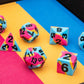 FanRoll 16mm Pride Sharp Edge Silicone Rubber Poly Dice Set: Pansexual