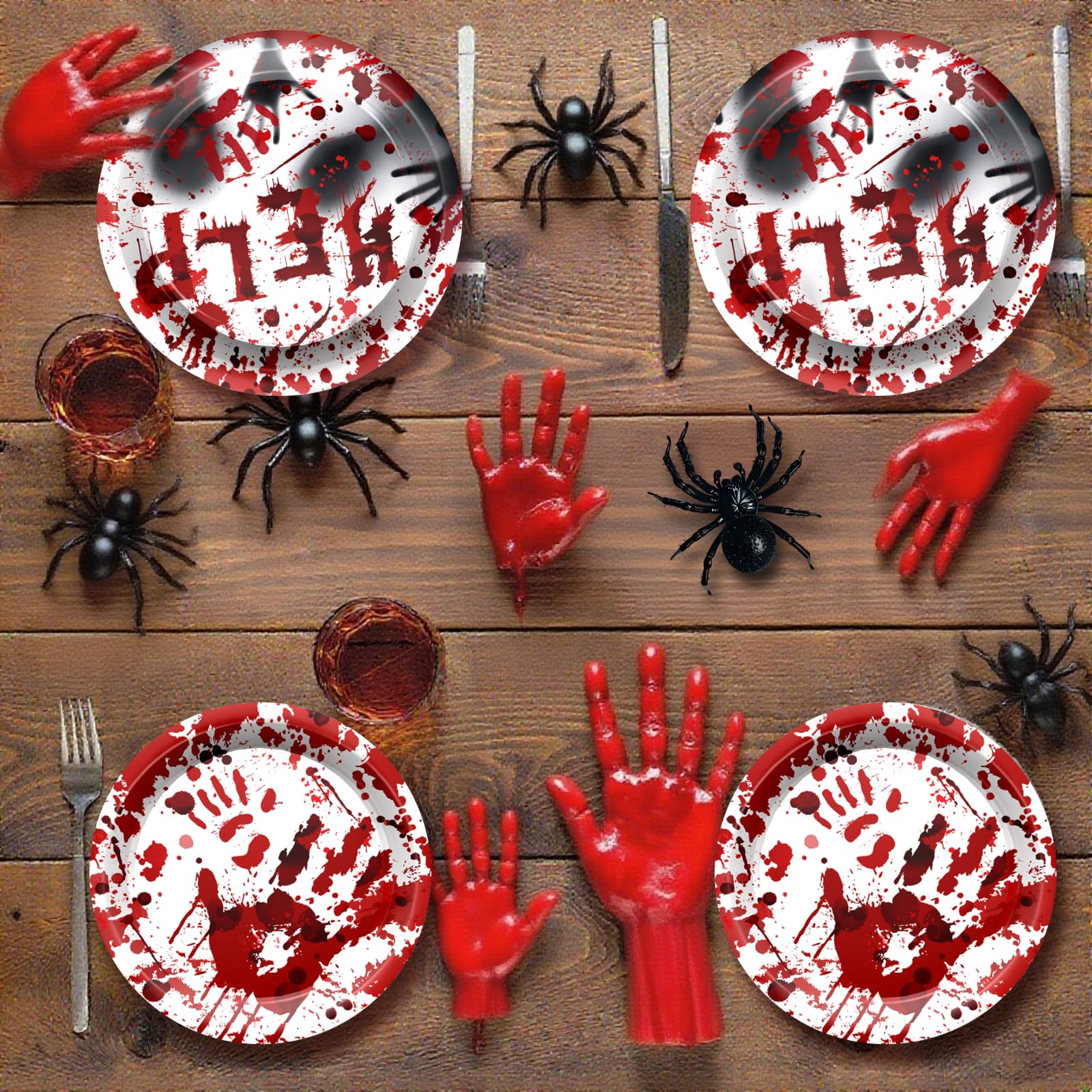 Halloween Bloody Party Plates Supplies Tableware Bloody Plates and Npkins