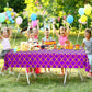 Lecpeting 2 Pcs Arabian Tablecloth Purple Gold Lattice Plastic Table Covers 87 x 51 Inches Arabian Nights Themed Party Decorations for Birthday Party