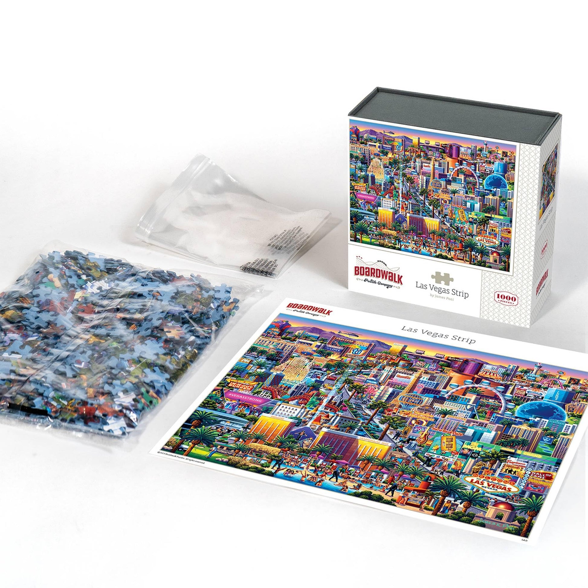 Boardwalk Las Vegas Strip 1000 Piece Jigsaw Puzzle Colorful Nevada Travel Puzzles with Premium Box, Gift for Adults and Family 19"x26"