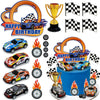 24PCS Race Car Happy Birthday Cake Decoration Race Car Cake Toppers Race Car Themed Birthday Party Supplies Boy and Girl Cake Decoration