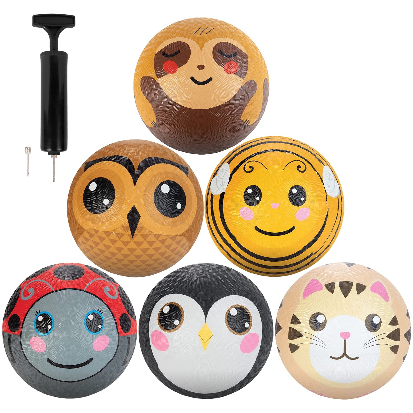 SCS Direct Gaga Ball Animals 8.5 in Playground Balls with Air Pump, 6 Pack