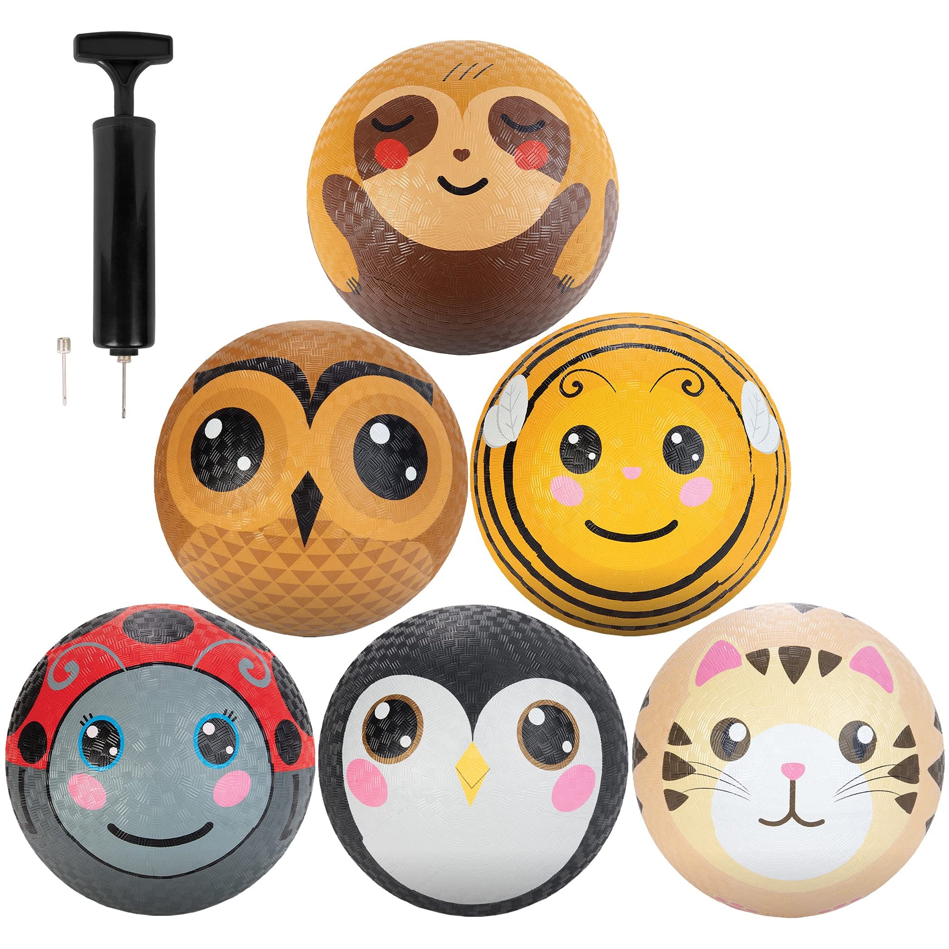 SCS Direct Gaga Ball Animals 8.5 in Playground Balls with Air Pump, 6 Pack