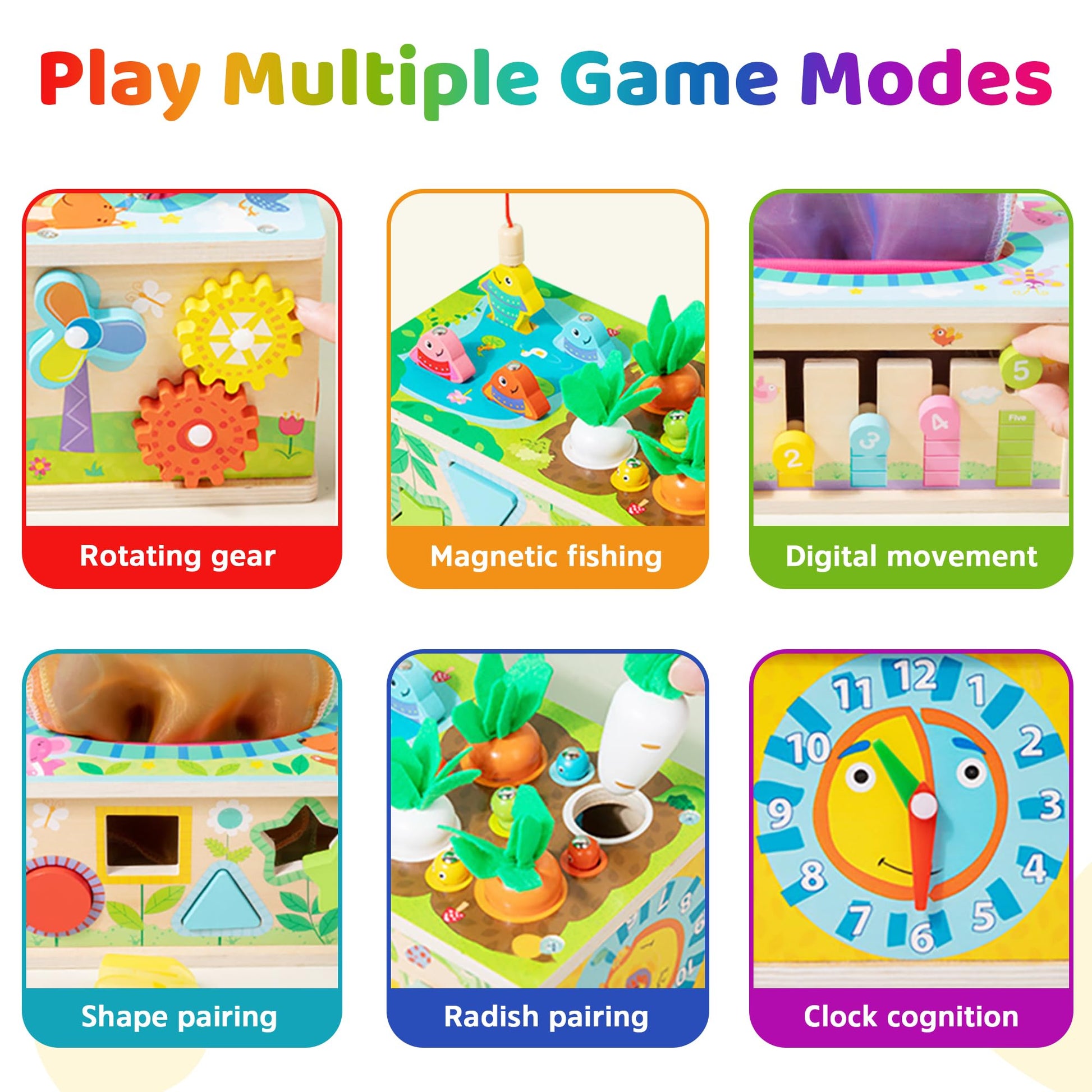 Mummed Montessori Baby Wooden Tissue Box Christmas Toy 6-in-1 Sensory Tissue Box Toy for Babies 36+ Months Developmental Toys for Babies, for 36+