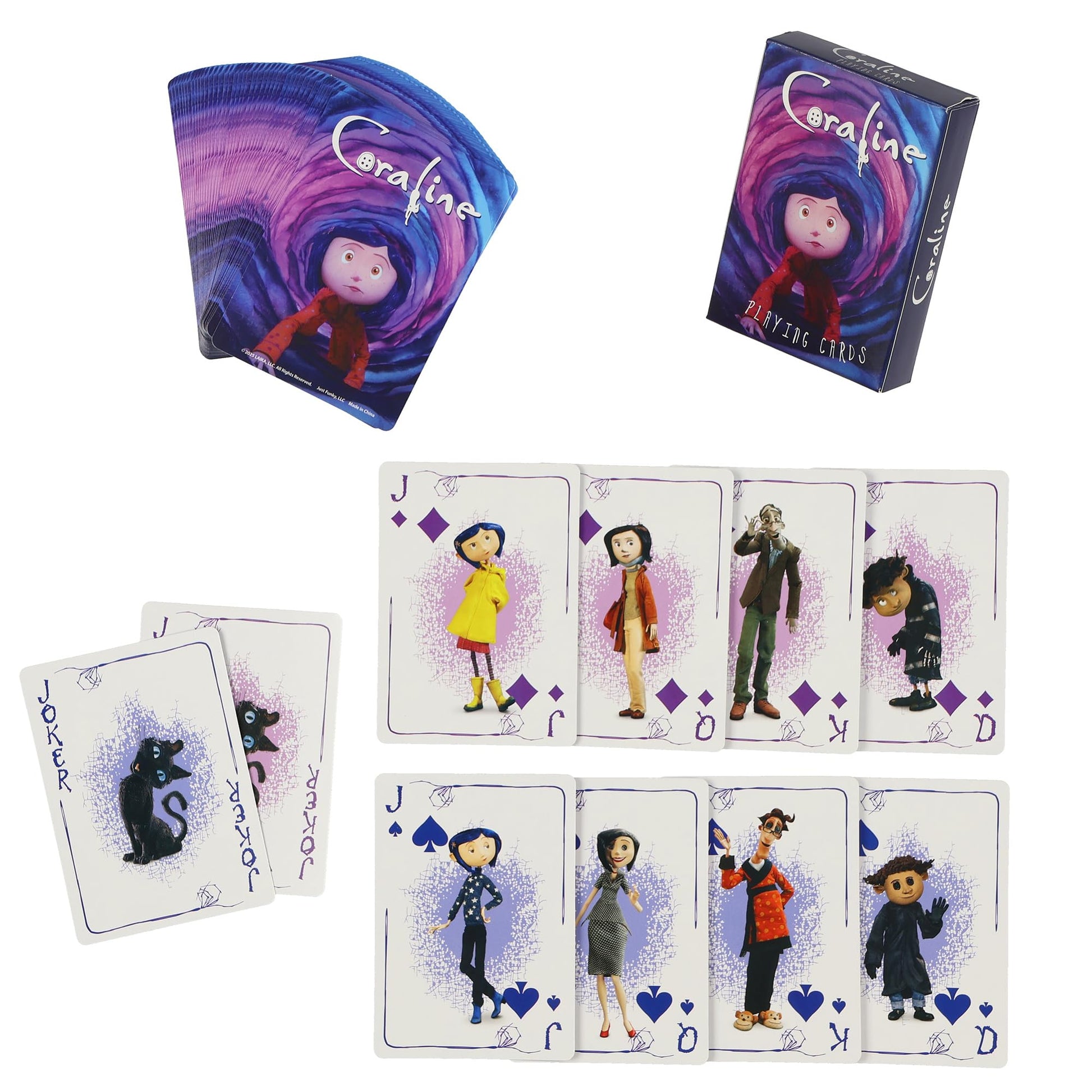 JUST FUNKY Coraline Movie Portal 52-Card Deck Playing Cards Character Artwork Single Standard for Solitaire Card Games
