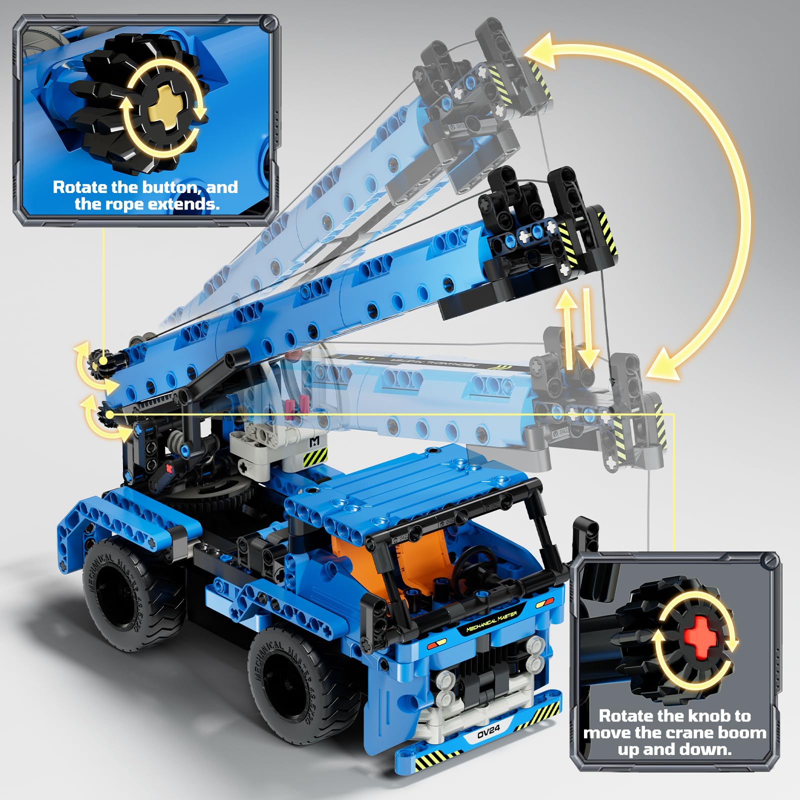 DOLIVE STEM RC Truck Building Toys, 2-in-1 Technic Vehicle Building Kits for Boys Age 8-12, Construction Erector Set Crane Truck Build Model for Boys
