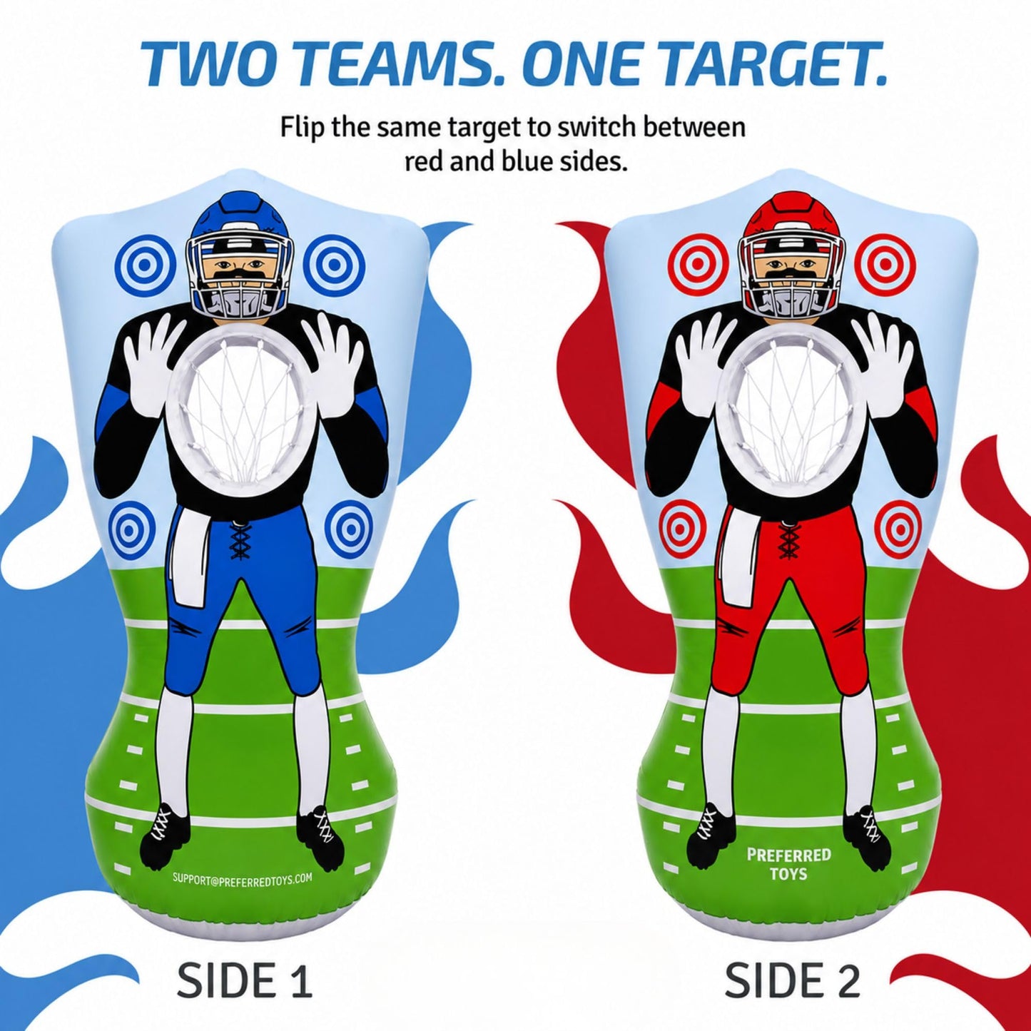 Preferred Toys 65 Inch Inflatable Football Target Toss for Kids, Red/Blue