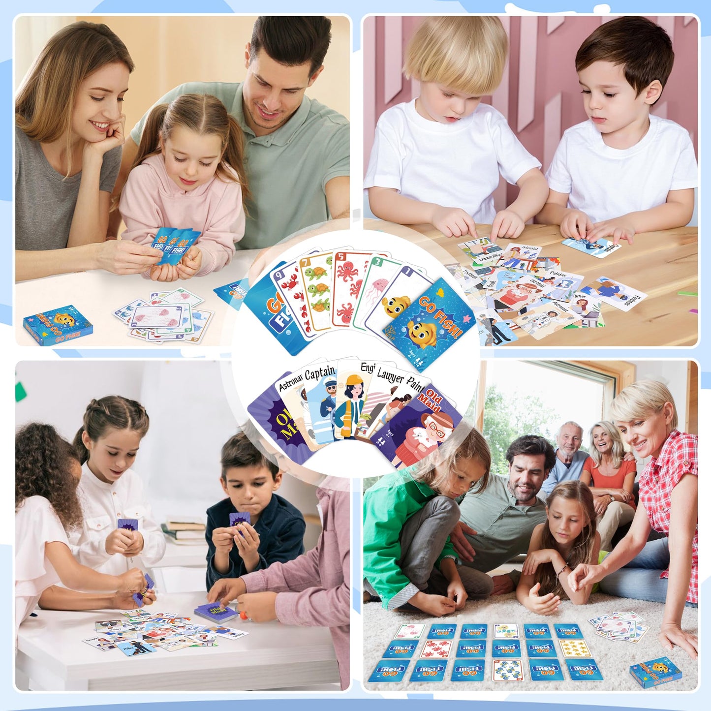 Card Games,Go Fish and Old Maid Card Game for Kids Ages 4-8,Fun Classic Interactive Games for Kids Toddlers Adults,Perfect for Stocking Stuffers