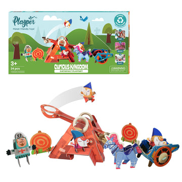 Playper Catapult Gnome Launcher, Safe Buildable STEM Toy for Kids 3+ for Imagination, Learning & Educational Play with Stories, Plastic-Free 3D