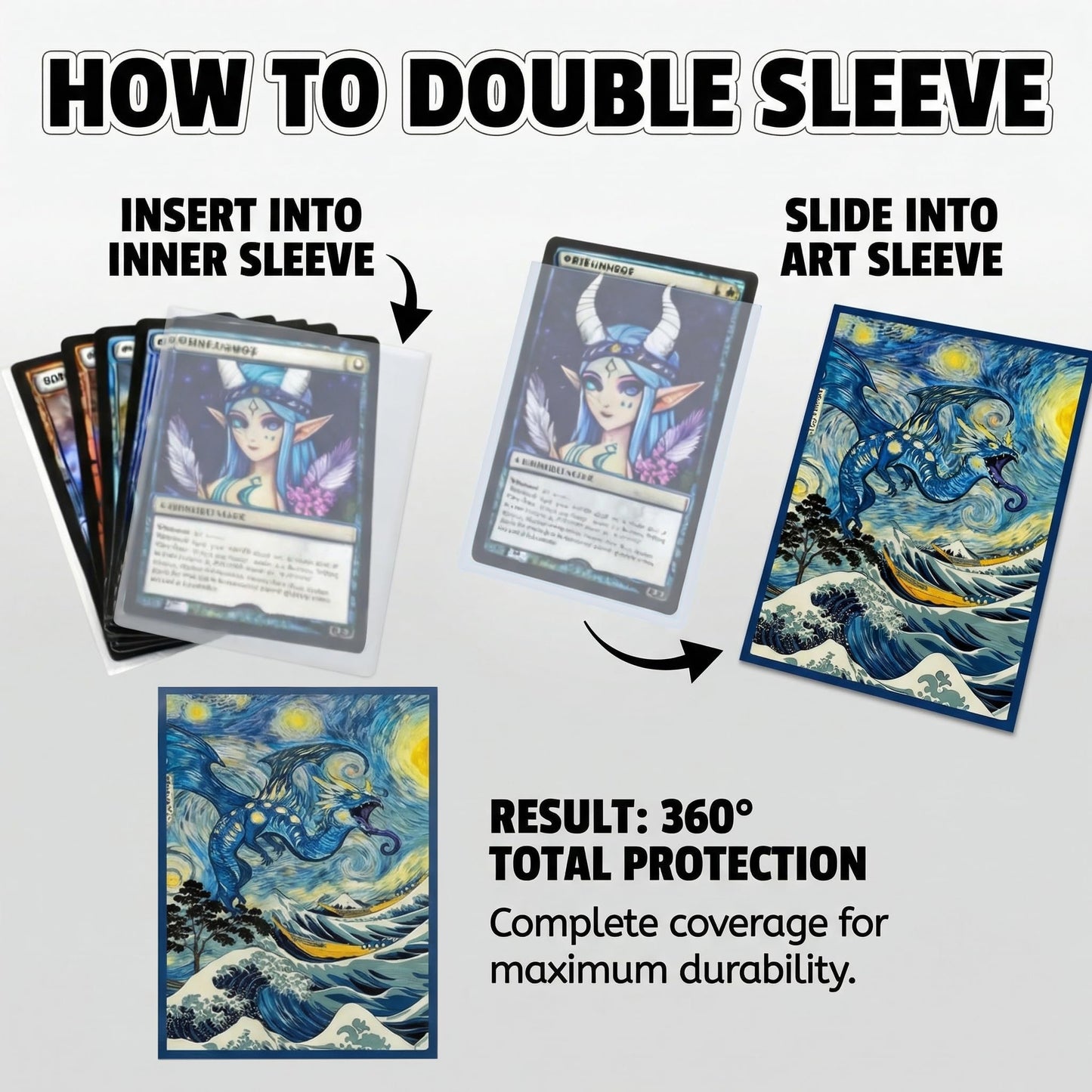 GuarditechProX 100+100 Double Sleeve Bundle - Matte Art Card Sleeves & Tight Fit Inner Sleeves, Acid-Free Standard Size Deck Protectors with Storage