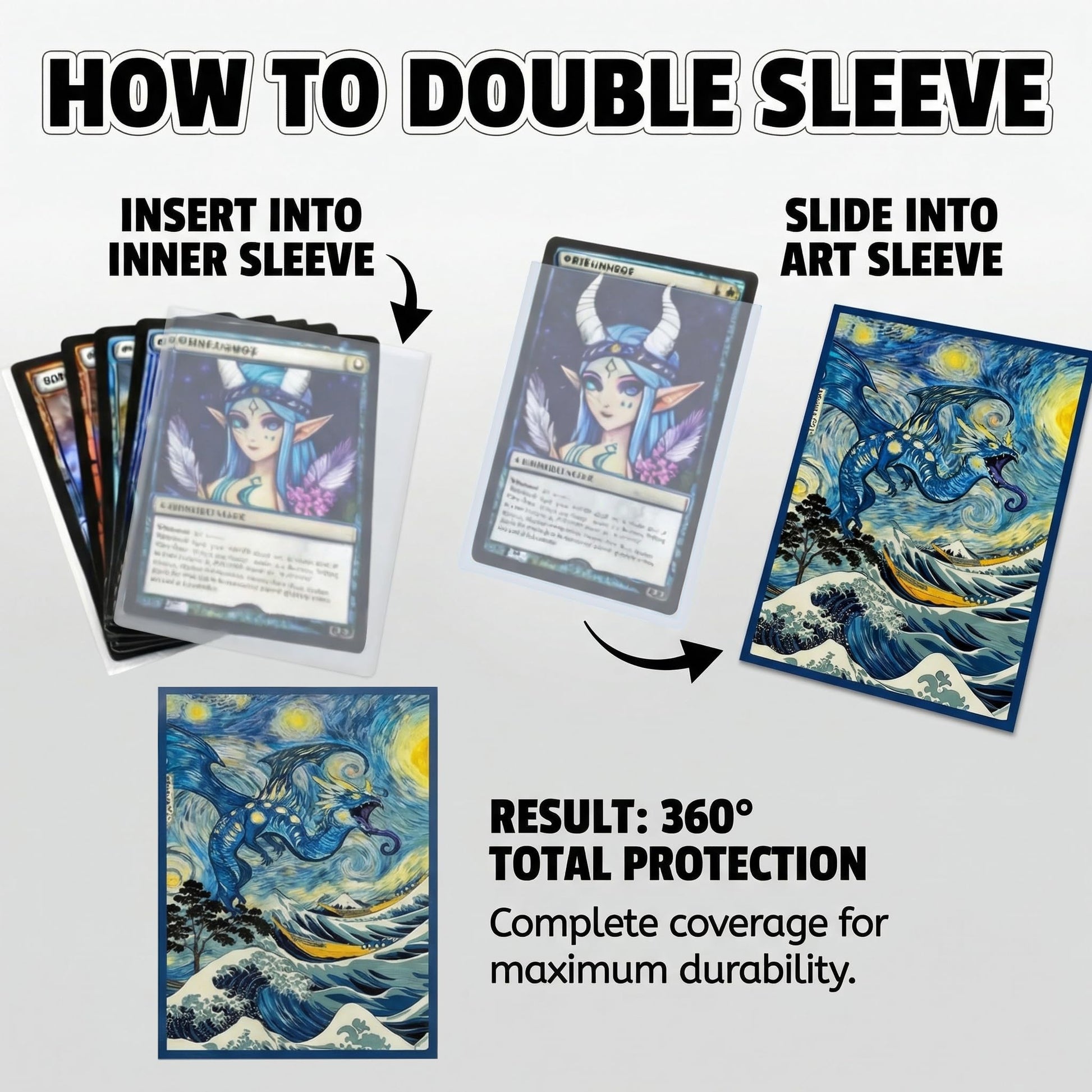 GuarditechProX 100+100 Double Sleeve Bundle - Matte Art Card Sleeves & Tight Fit Inner Sleeves, Acid-Free Standard Size Deck Protectors with Storage