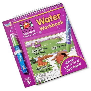 hand2mind Bob Books Water Workbook- Sight Words Kindergarten 3, Water Reveal Coloring Book for Toddlers, Mess Free Painting, Learn to Read, Quiet Time