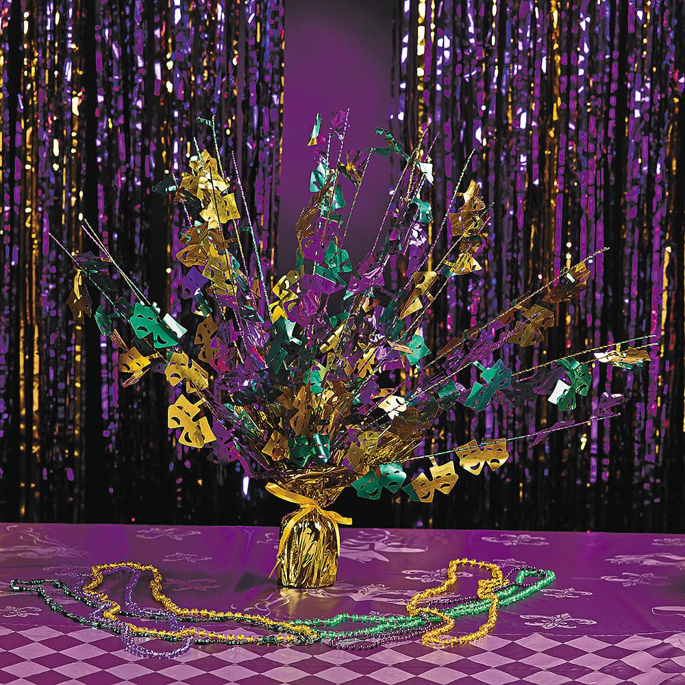 Fun Express - Mardi Gras Foil Burst Decoration - Party Decor - General Decor - Centerpieces - 1 Piece