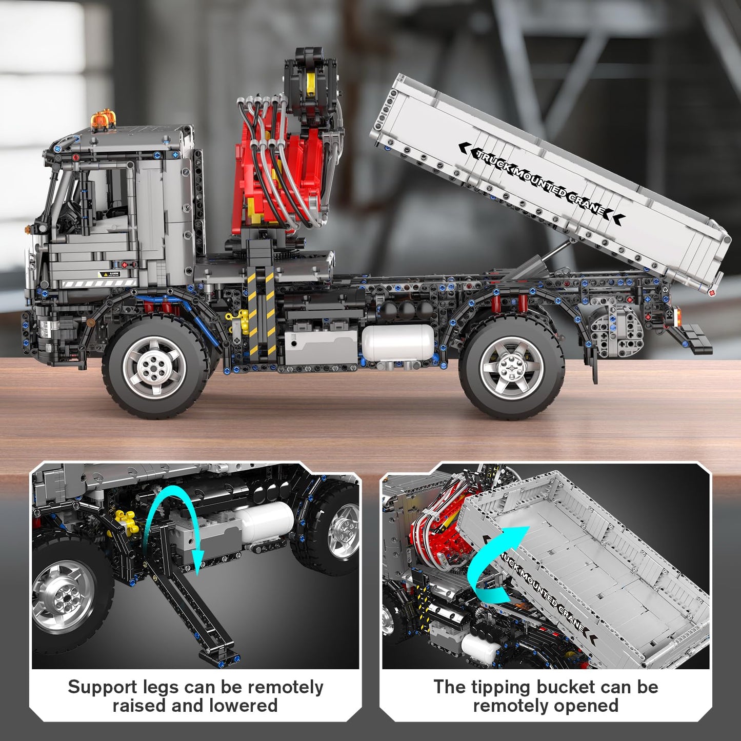Mould King 19016 Technik Truck Building Sets, APP Programmable Construction Vehicle Block Set, Large Vehicles Crane Building Sets Gift for 14+