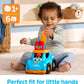 Mega Bloks First Builders Toddler Building Blocks Toy Set, Ricky Race Car with 6 Pieces and Storage, 1 Figure, Blue, Ages 1+ Years
