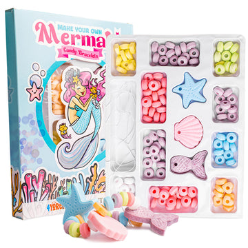 4YoreElves Mermaid Candy Bracelet Kit, Make Your Own Edible Jewelry - Single Individually Wrapped Kit, DIY Mermaid Party Favor & Birthday Gift