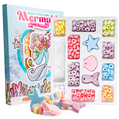4YoreElves Mermaid Candy Bracelet Kit, Make Your Own Edible Jewelry - Single Individually Wrapped Kit, DIY Mermaid Party Favor & Birthday Gift
