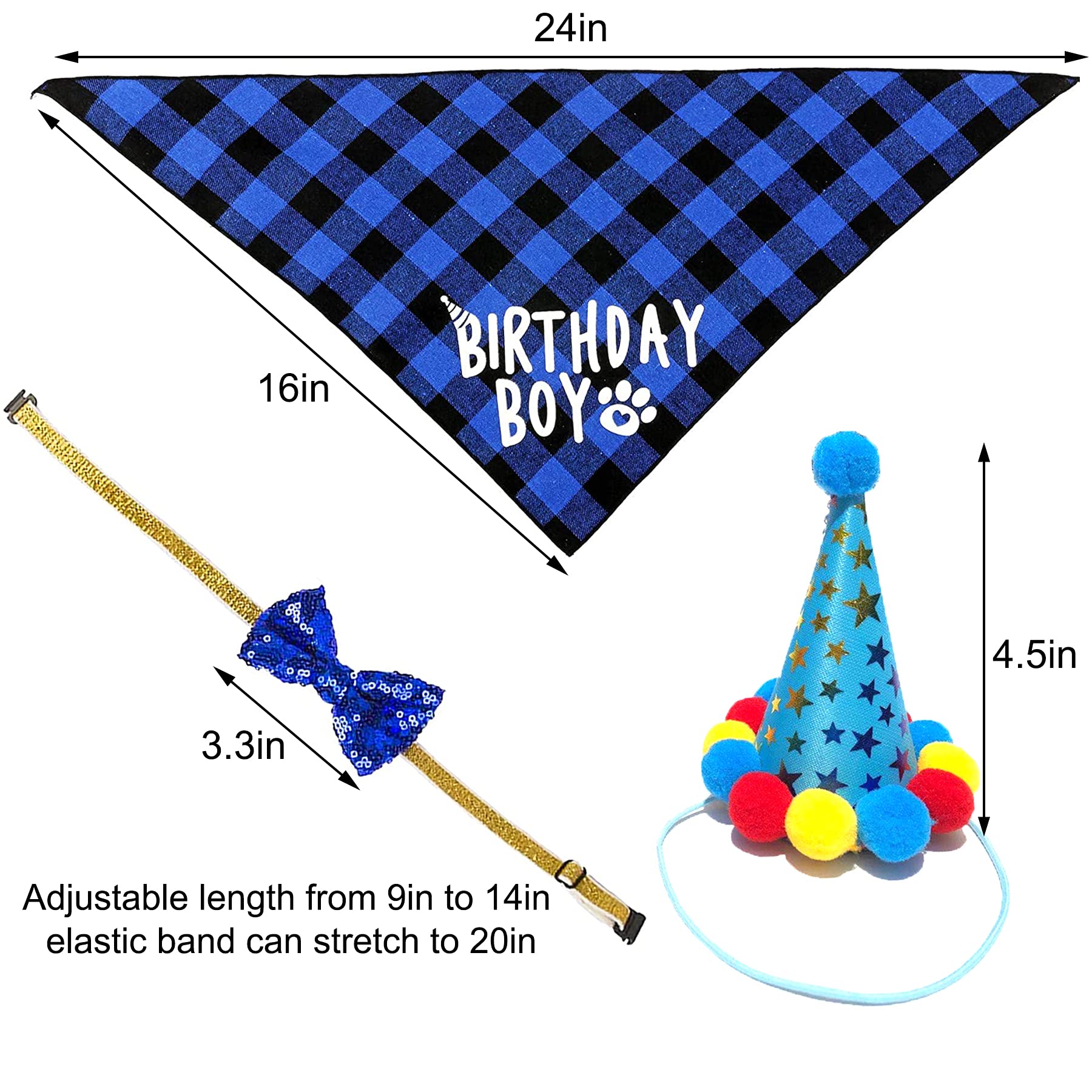 Dog Birthday Party Supplies, Blue Dog Birthday Decorations, Lets Pawty Balloons Banner, Dog Baday Bandana Hat Scarfs