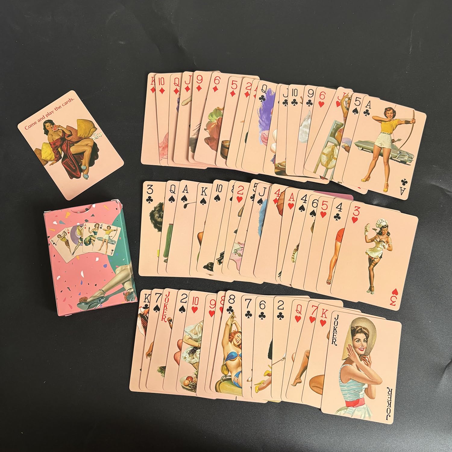 Black Lotus Beautiful Cute Girls Collection Playing Cards Poker Deck 54 Cards All Different Vintage Retro Classic Pin Up Girls Card Games