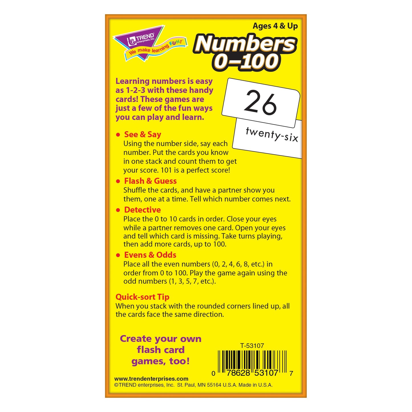 Trend Enterprises: Numbers 0-100 Skill Drill Flash Cards, Numerals and Number Words, Exciting Way for Everyone to Learn, Great for Skill Building