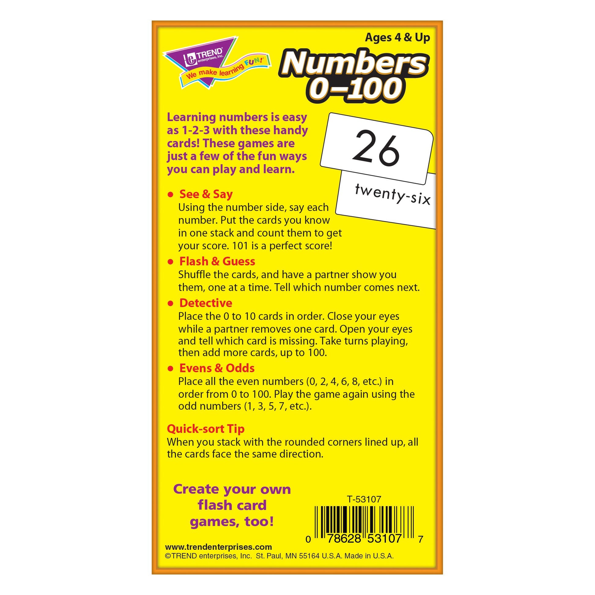 Trend Enterprises: Numbers 0-100 Skill Drill Flash Cards, Numerals and Number Words, Exciting Way for Everyone to Learn, Great for Skill Building