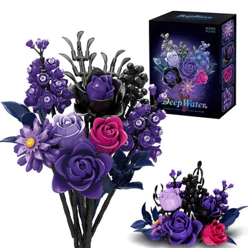 GXJTYYBS Ideas Halloween Purple Flowers Gothic Rose, Compatible with Major Brands Flowers Gift for Adults Women Girls Home Botanical Decoration